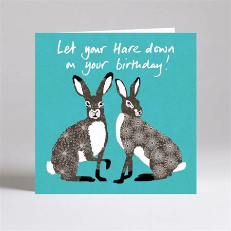 Perkins And Morley ‘let Your Hare Down Birthday Blank Card Appletree