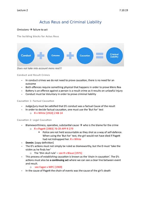 Lecture Actus Reus And Liabiity Actus Reus And Criminal Liability