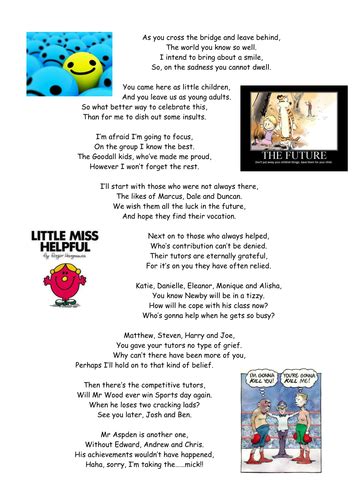 Year 11 Leavers Poem Teaching Resources