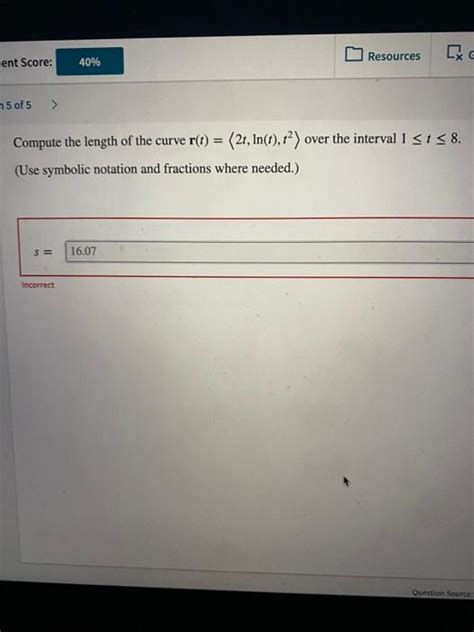 Solved Compute The Length Of The Curve R T 2t Ln T T2