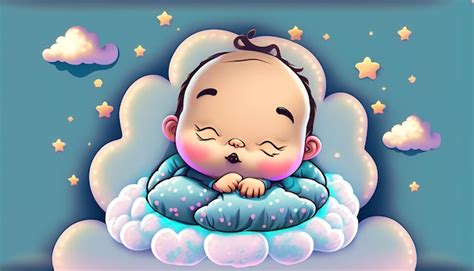 Premium Ai Image Sweet Dreams Free Vector Cute Baby Sleeping On Cloud