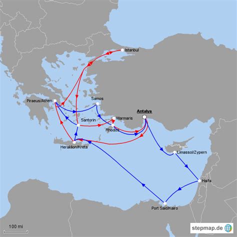 StepMap AIDA Östliches Mittelmeer Landkarte für Deutschland