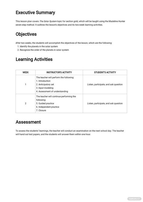 7 Step Lesson Plan Template