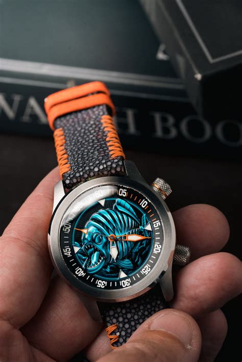 Ocean Crawler Piranha Blueorange Prototype Ocean Crawler Watch Co