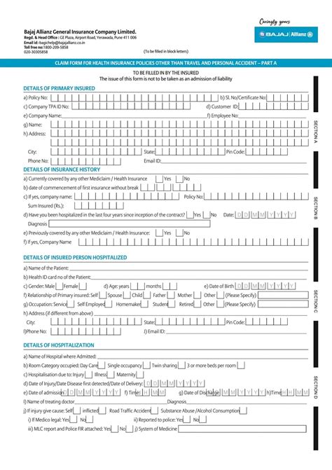Bajaj Allianz Health Insurance Claim Form