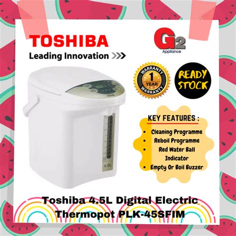 Toshiba (AUTHORISED DEALER) 4.5L Digital Electric Thermopot PLK-45SFIM ...