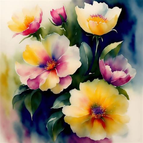 Premium Ai Image Watercolor Flowers