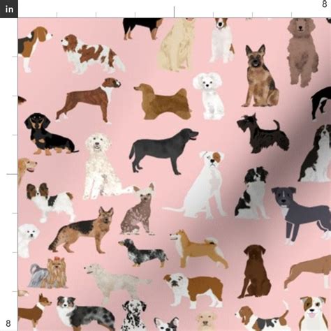 dogs  pink fabric dogs pink cute breeds fabric design etsy