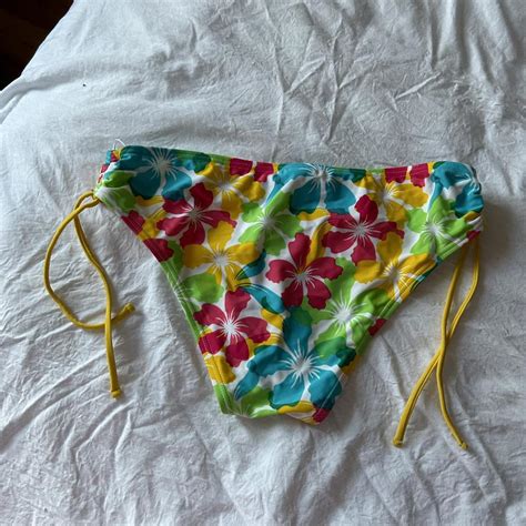 Deadstock S Hibiscus Flower Bikini Bottom Size Depop