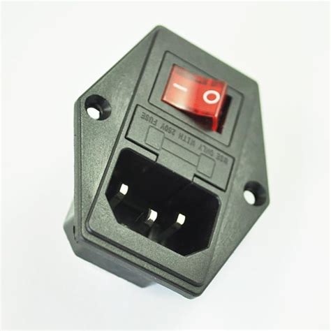 3 Pin IEC320 C14 Inlet Module Plug Switch Male Power Socket 10A 250V