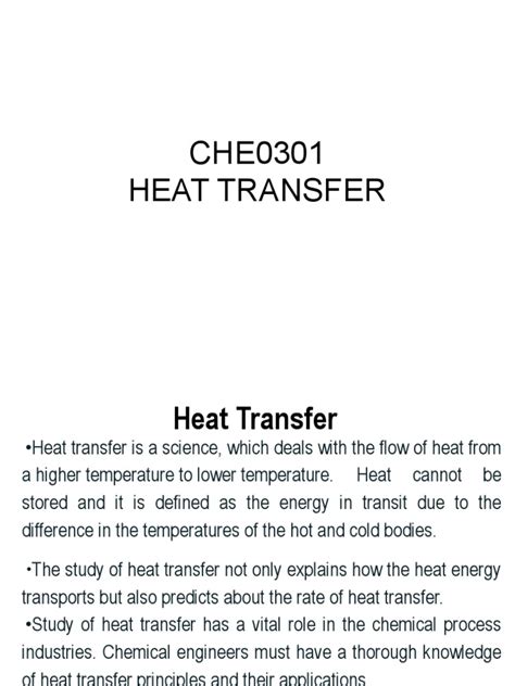 Heat Transfer CHE0301 LECTURE 2 Basics of Heat Transfer | PDF | Heat ...