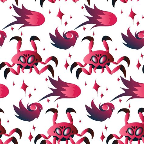 A pattern with space insects in the form of a crab. Mechanical insects