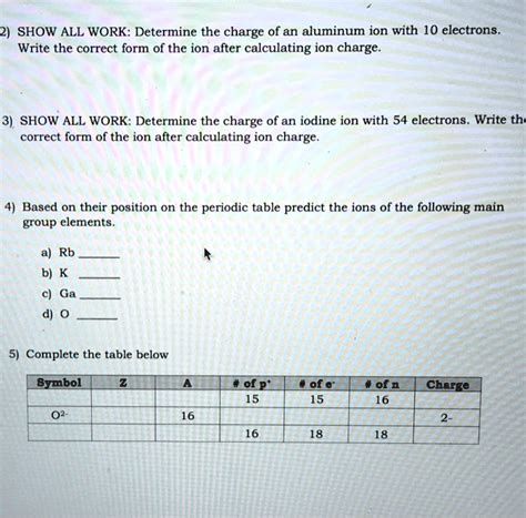 solved  show  work determine  charge   aluminum ion