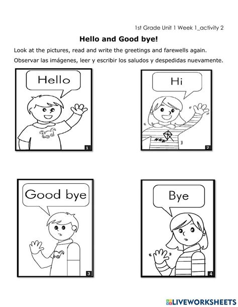 Hello And Goodbye Worksheets For Kindergarten
