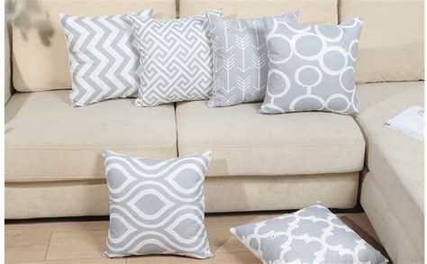 QUALKNOY Cushion Covers 18 X18 Set Of 6 Modern Decorative Pillowcases