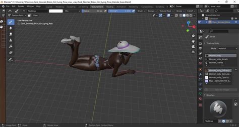 Donker Gevilde Bikini Vrouw Liggend Pose 3D Model 149 3ds C4d Fbx Obj Ma Max Blend
