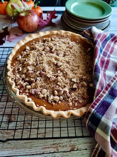 Apple Butter Pumpkin Pie With Pecan Streusel Topping My Homemade Roots