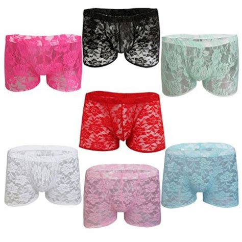 Mens Sexy Lingerie Sheer Lace Boxer Shorts Rose Flowers Underwear Underpants Ebay