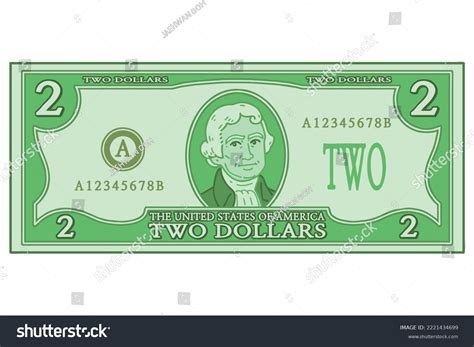 Us Two Dollar Bill Vector Illustration Royalty Free Stock Vector