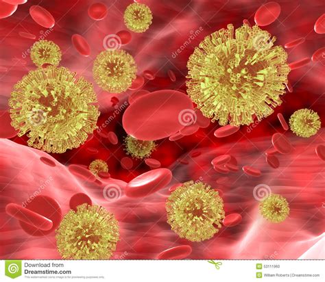 Viral Swarm In Bloodstream Stock Illustration Illustration Of