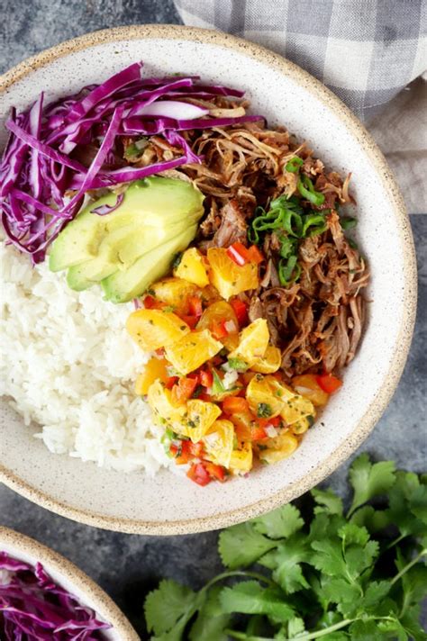 Teriyaki Pulled Pork Bowls With Mandarin Salsa Cake N Knife