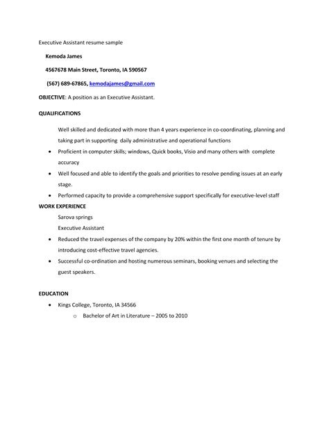 Download Free Executive Assistant Docx Word Template On