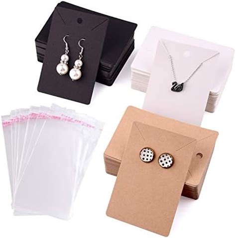 TUPARKA Earring Display Card 120 PCS Earring Card Holder Blank Kraft