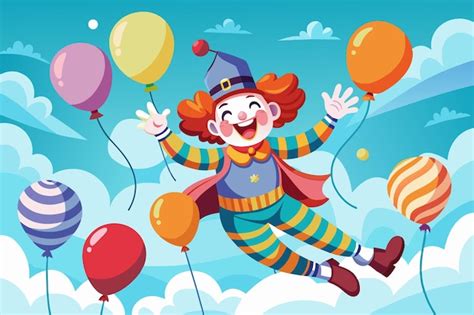 мультфильм клоуна с воздушными шарами и словами "Счастливого дня ...
