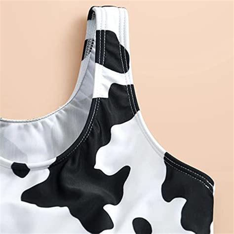 LISfsa Maillot de bain pièces Tankini pour fille Imprimé vache Bikini maillot de bain avec