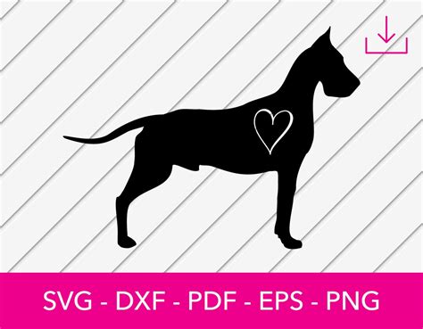 Great Dane Heart Svg Great Dane Love Svg Dog Heart Svg Svg Cut File