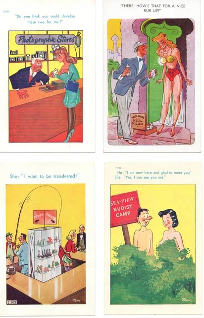 COMIC 4 POSTCARDS Seaside Saucy Bamforth Topless Nude 320 2 99 PicClick UK