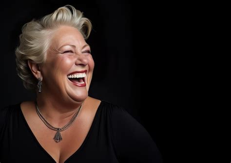 Premium AI Image AI Generated Image Of Plus Size Mature Woman In Studio High Quality Photo