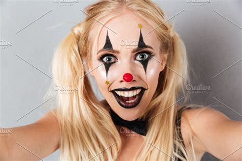 Close Up Portrait Of An Excited Blonde Woman
