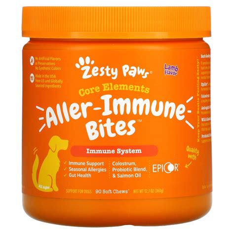 Zesty Paws Core Elements Aller Immune Bites For Dogs All Ages Lamb