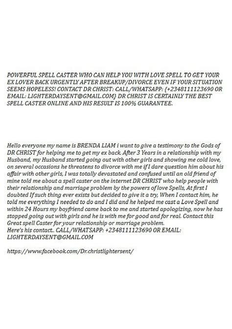 WANT A POWERFUL LOVE SPELL TO CAN GRING BACK MY EX 2022/2023 DR CHRIST
