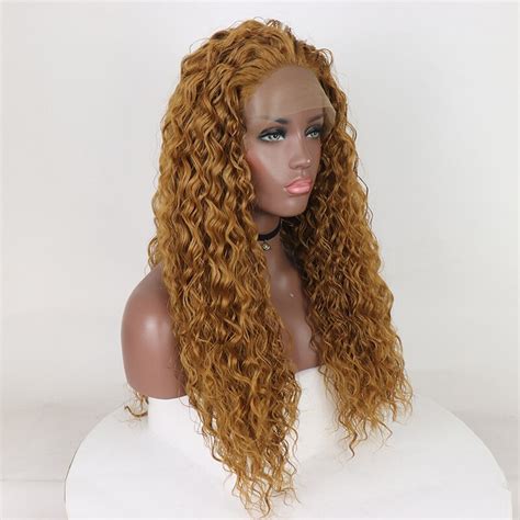 150 Density 27 Blonde Curly Synthetic Lace Front Vicedeal