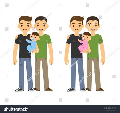 Cute Cartoon Gay Couple Holding Baby Stock Vector Royalty Free 267671657 Shutterstock