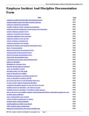 Fillable Online Employee Incident And Discipline Documentation Form
