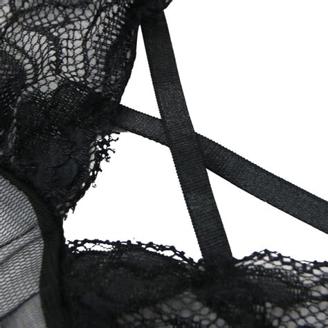 Black Halter Ultra Soft Floral Lace Mesh Babydoll Lingerie Sleepwear Dress N