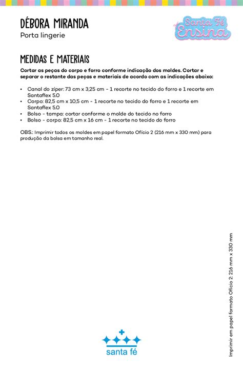 Porta Lingerie Em Santaflex D Bora Miranda Feltros Santa F