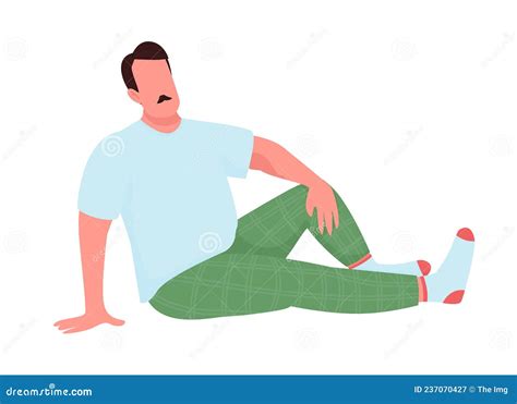 Hombre Relajante En El Hogar De Color Semiplano Personaje Vectorial