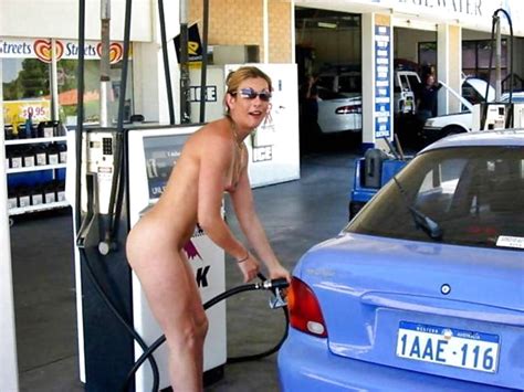 Amateur Gas Station Flashing Photo X Vid