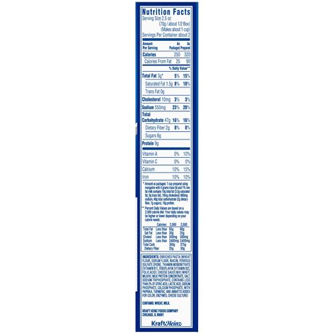 Kraft Mac And Cheese Nutrition Facts Prepared Besto Blog