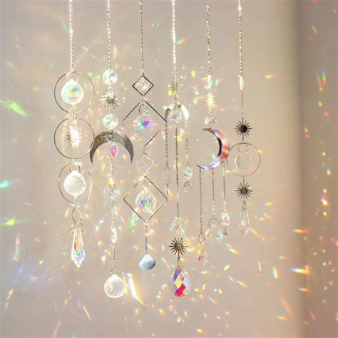 6Pieces Crystal Suncatchers for Window Hanging Sun Catcher with Chain ...