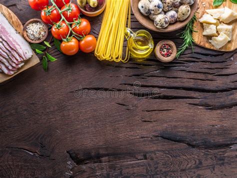 Variety of Food on the Wooden Table. Top View Stock Photo - Image of ...