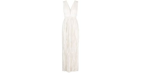 Ulla Johnson Mona Plissé Satin Gown in White Lyst