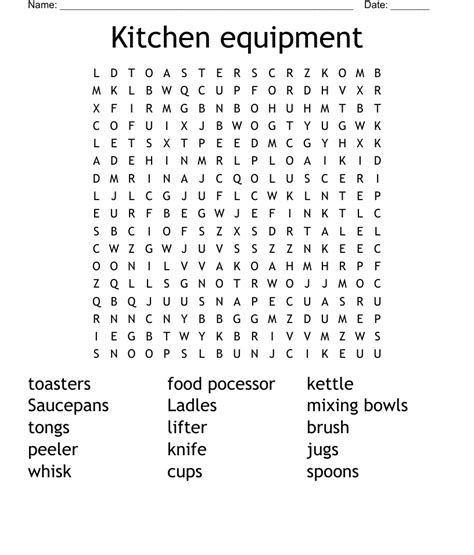 Kitchen Equipment Word Search Wordmint