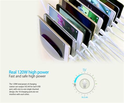 ORICO 120W 10 Ports USB Smart Charging Station with Phone & tablet ...