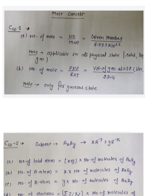 61d56ec271c4c30018506166 - ## - Mole Concept - Formula Sheet | PDF