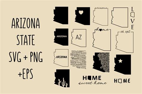 Arizona Svg Bundle,Silhouette, Clip art, Arizona Outline